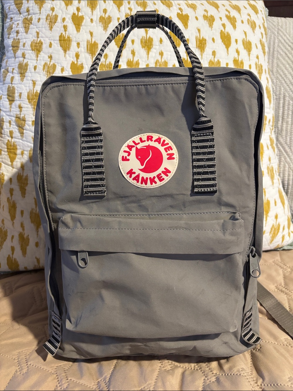 Fjallraven Kanken Backpack. Fog Striped Handle Edition. #23510 Kanken